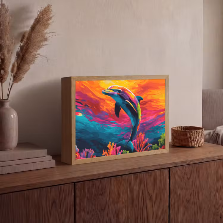 Lightbox - Wandlamp - Dolfijn - Kleurrijk - Oceaan - Koraal — 4