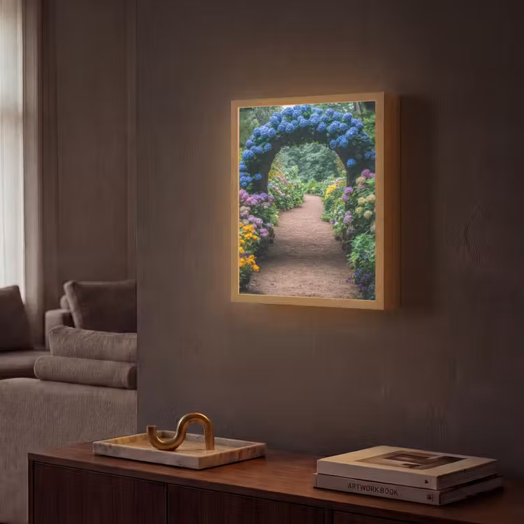 Lightbox - Wandlamp - Doorkijk - Bloemen - Hortensia - Pad — 2