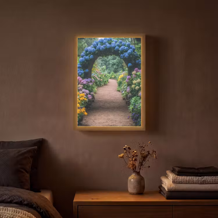 Lightbox - Wandlamp - Doorkijk - Bloemen - Hortensia - Pad — 3