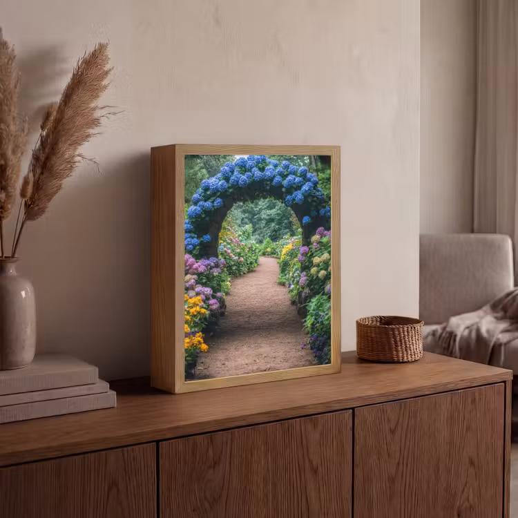 Lightbox - Wandlamp - Doorkijk - Bloemen - Hortensia - Pad — 4