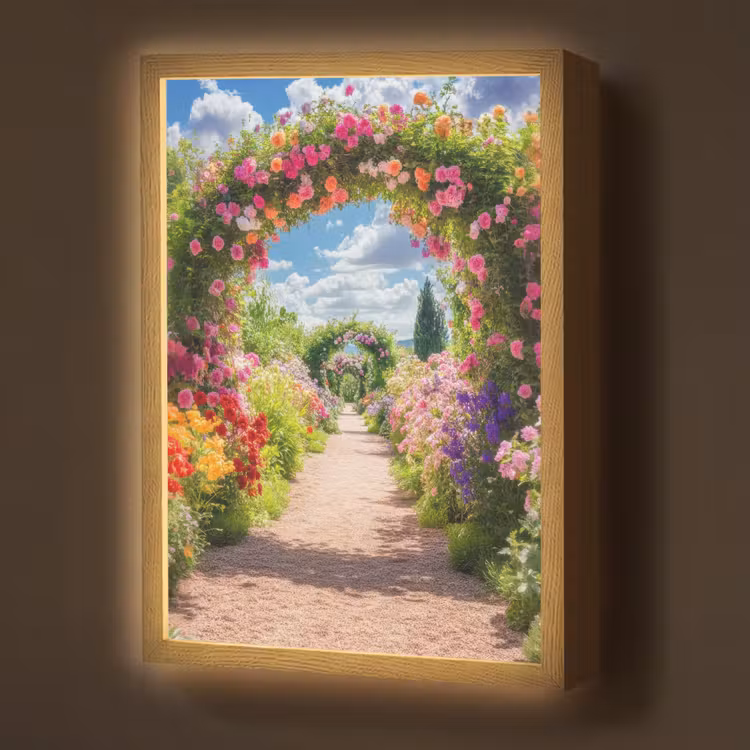 Lightbox - Wandlamp - Doorkijk - Bloemen - Kleurrijk - Natuur — 1