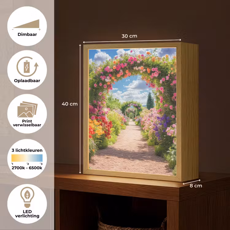 Lightbox - Wandlamp - Doorkijk - Bloemen - Kleurrijk - Natuur — 9