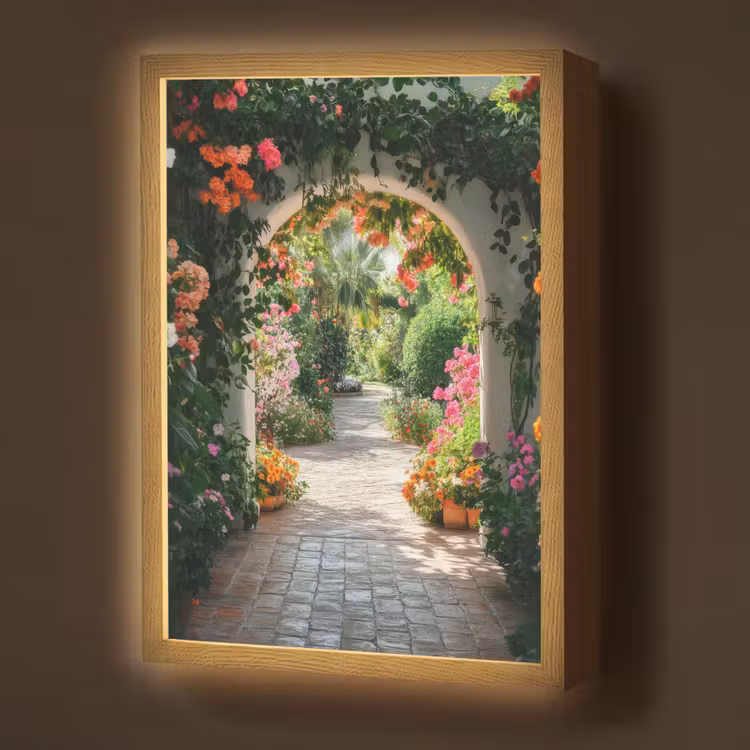Lightbox - Wandlamp - Doorkijk - Bloemen - Natuur - Bloementuin — 1