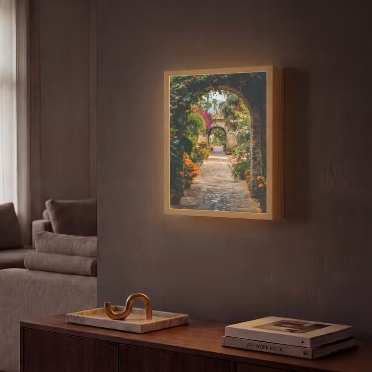 Lightbox - Wandlamp - Doorkijk - Bloemen - Poort - Stenen — 2