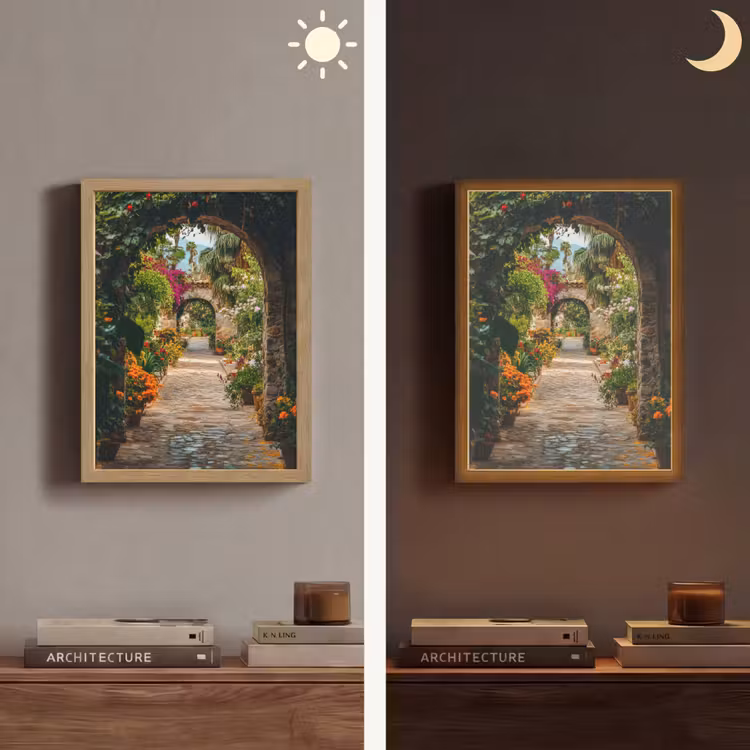 Lightbox - Wandlamp - Doorkijk - Bloemen - Poort - Stenen — 5
