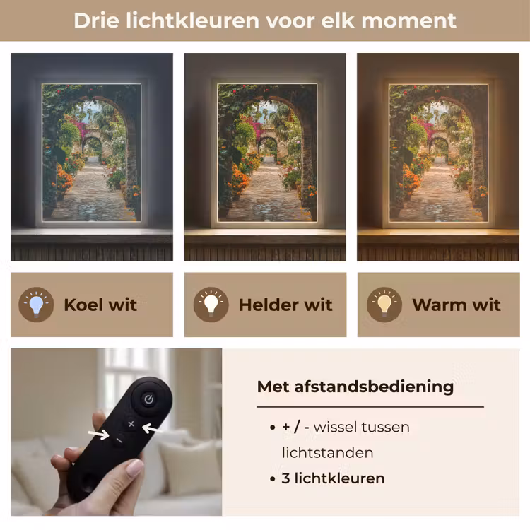 Lightbox - Wandlamp - Doorkijk - Bloemen - Poort - Stenen — 7