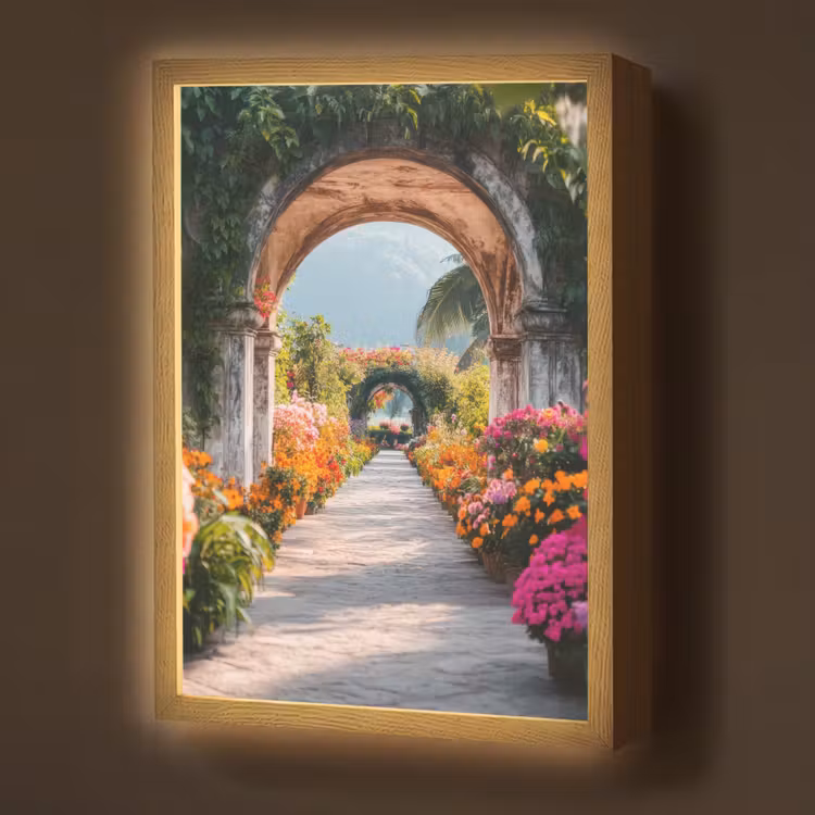 Lightbox - Wandlamp - Doorkijk - Bloemen - Tropisch - Kleurrijk — 1