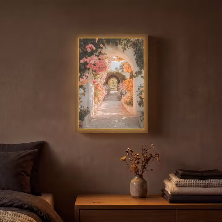 Lightbox - Wandlamp - Doorkijk - Boog - Bloemen - Pastel — 3