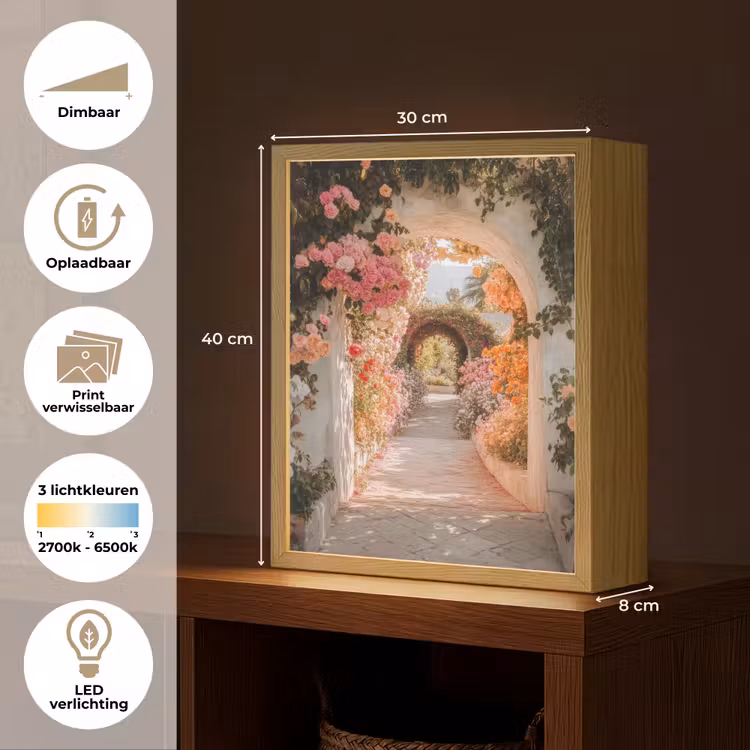 Lightbox - Wandlamp - Doorkijk - Boog - Bloemen - Pastel — 9
