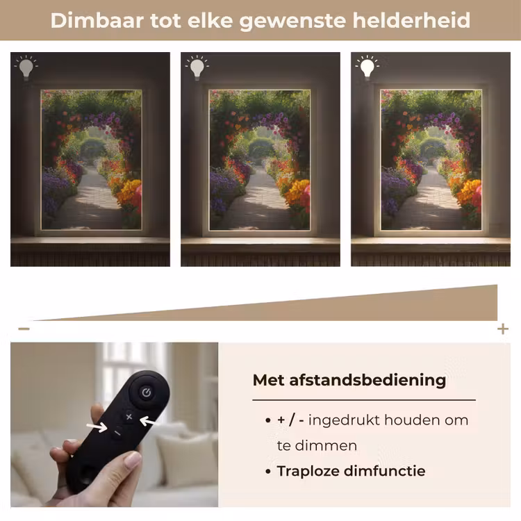 Lightbox - Wandlamp - Doorkijk - Pad - Bloemen - Struik - Kleurrijk — 8