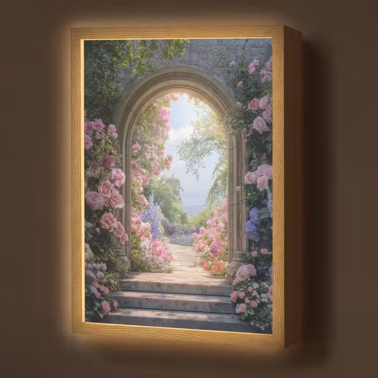 Lightbox - Wandlamp - Doorkijk - Rozen - Vintage - Bloemen — 1