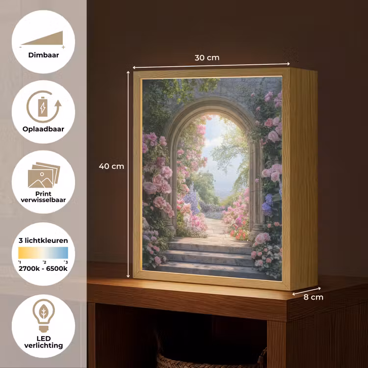 Lightbox - Wandlamp - Doorkijk - Rozen - Vintage - Bloemen — 9