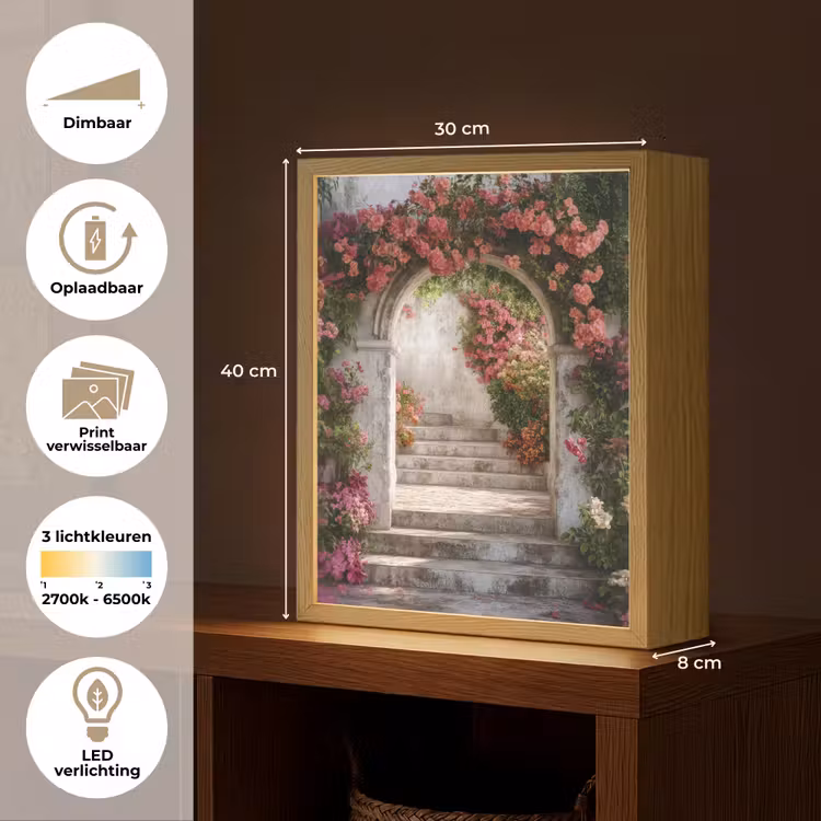 Lightbox - Wandlamp - Doorkijk - Rozen - Vintage - Poort — 9