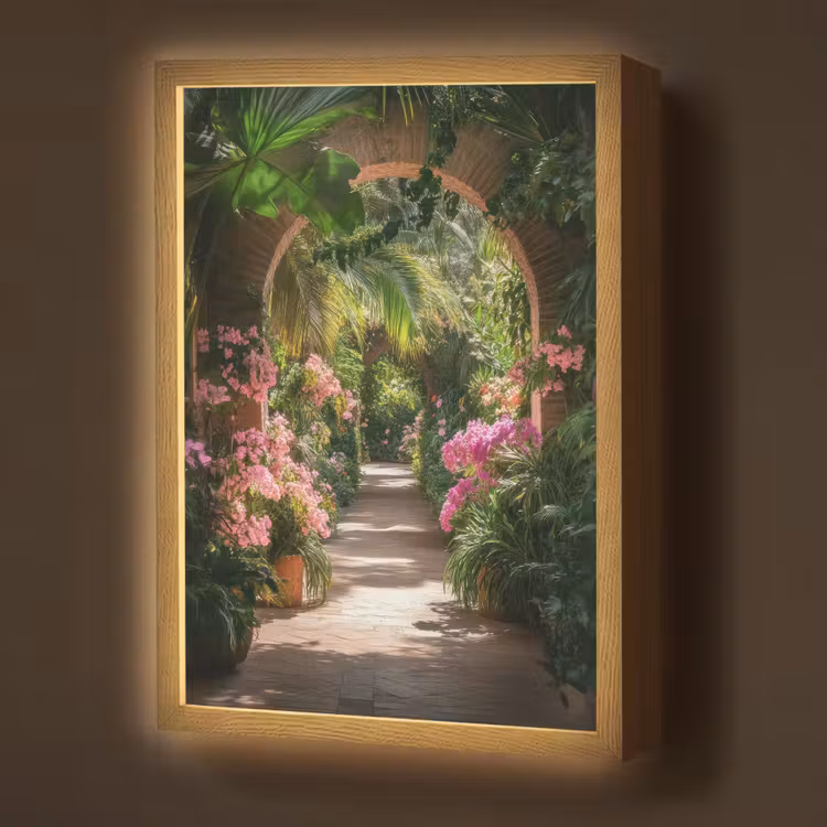 Lightbox - Wandlamp - Doorkijk - Tropisch - Bloemen - Natuur — 1