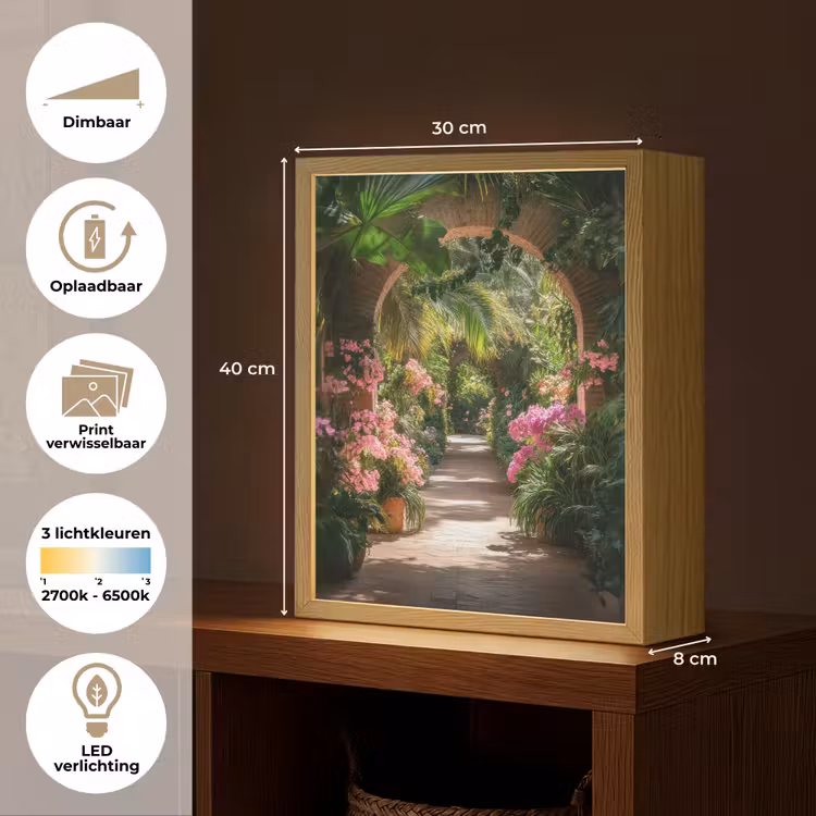 Lightbox - Wandlamp - Doorkijk - Tropisch - Bloemen - Natuur — 9