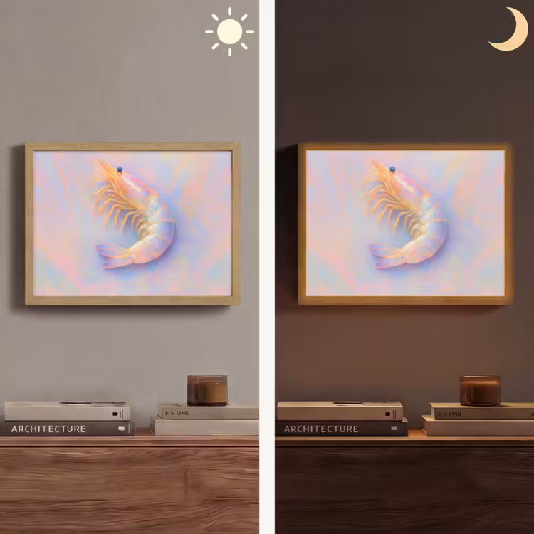 Lightbox - Wandlamp - Garnaal - Subtiele structuur - Blauw - Roze — 6