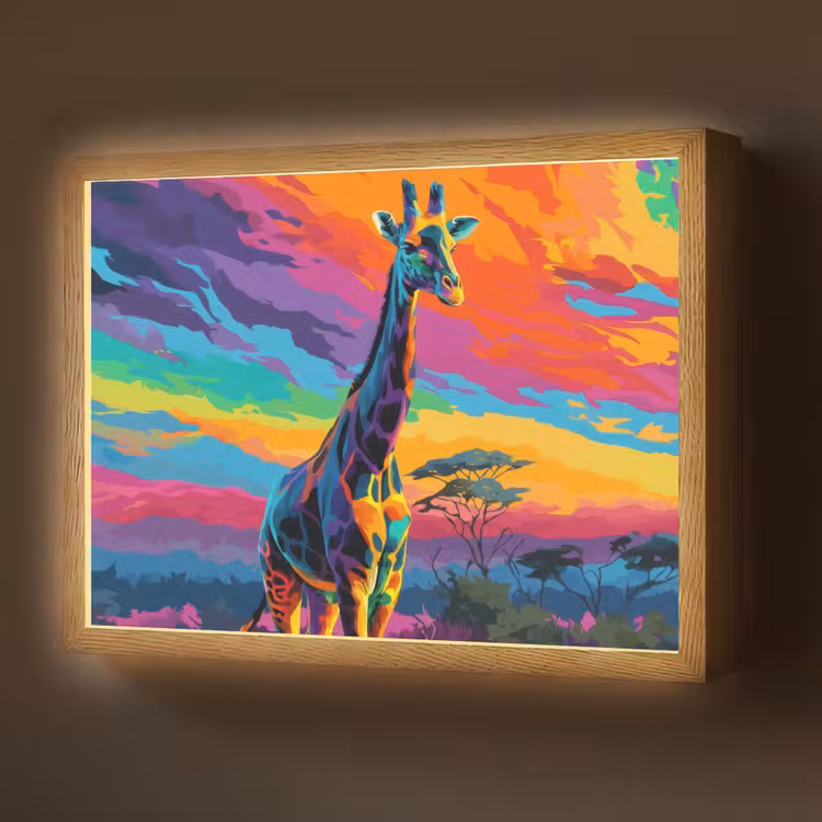 Lightbox - Wandlamp - Giraffe - Savanna - Lucht - Gekleurd — 1