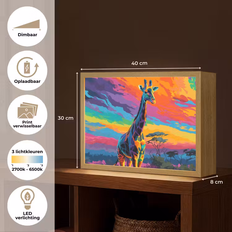 Lightbox - Wandlamp - Giraffe - Savanna - Lucht - Gekleurd — 10
