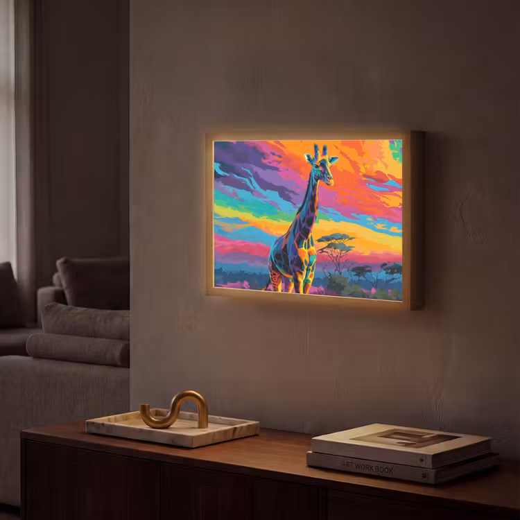 Lightbox - Wandlamp - Giraffe - Savanna - Lucht - Gekleurd — 2