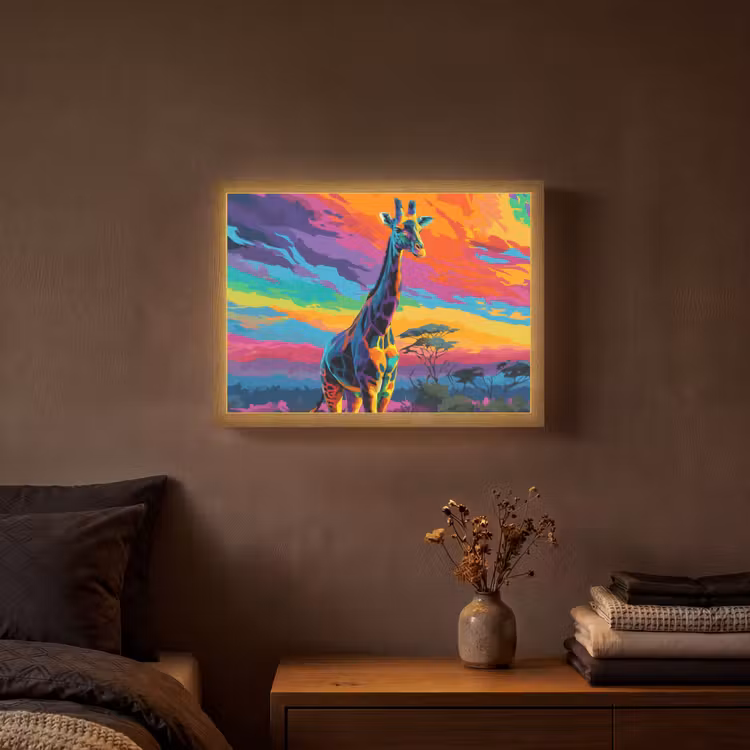 Lightbox - Wandlamp - Giraffe - Savanna - Lucht - Gekleurd — 3