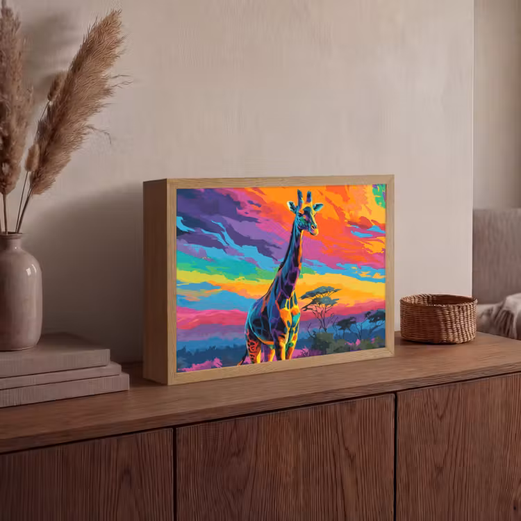 Lightbox - Wandlamp - Giraffe - Savanna - Lucht - Gekleurd — 4