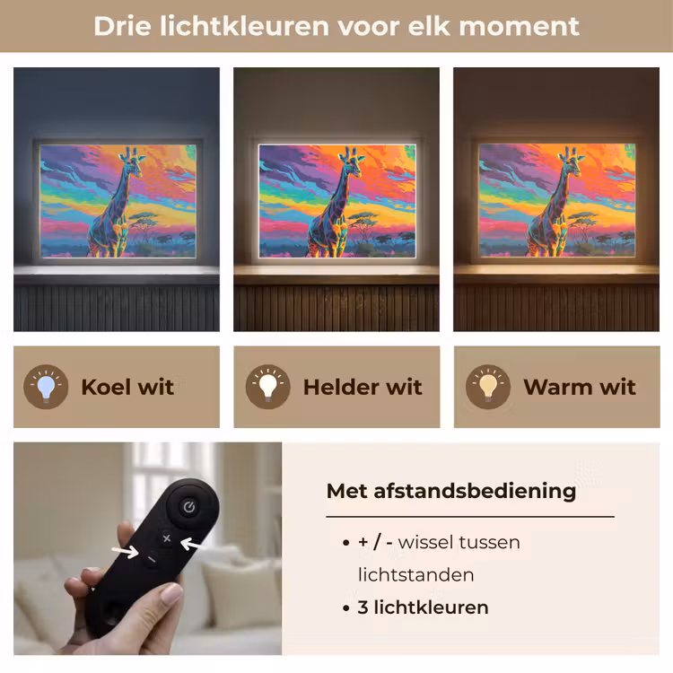 Lightbox - Wandlamp - Giraffe - Savanna - Lucht - Gekleurd — 8