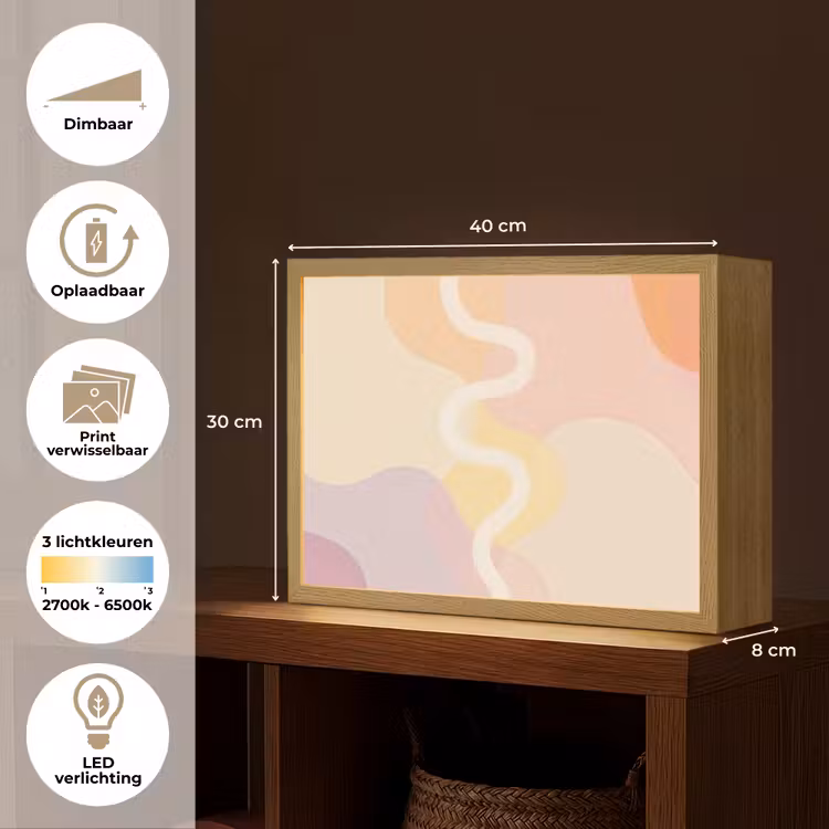 Lightbox - Wandlamp - Golvende vormen - Abstract - pastel — 10