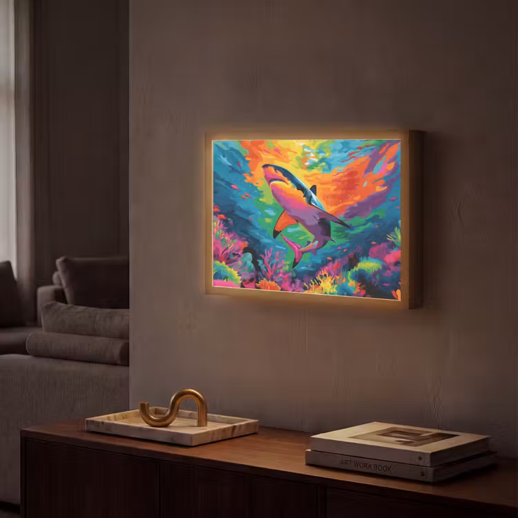 Lightbox - Wandlamp - Haai - Koraalrif - Abstract - Kleurrijk — 2