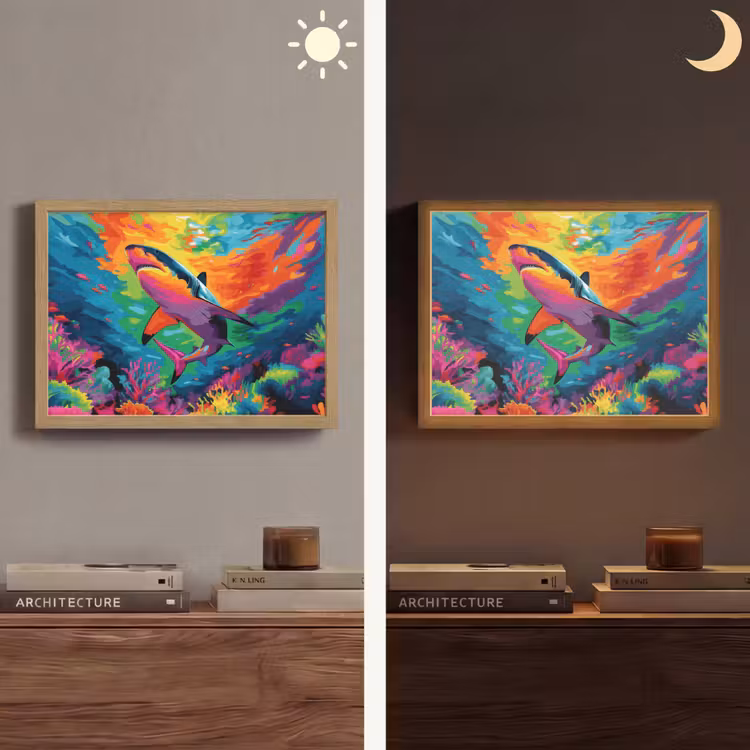 Lightbox - Wandlamp - Haai - Koraalrif - Abstract - Kleurrijk — 6