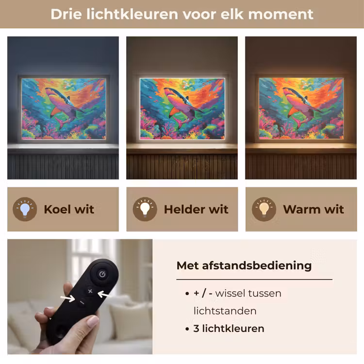 Lightbox - Wandlamp - Haai - Koraalrif - Abstract - Kleurrijk — 8