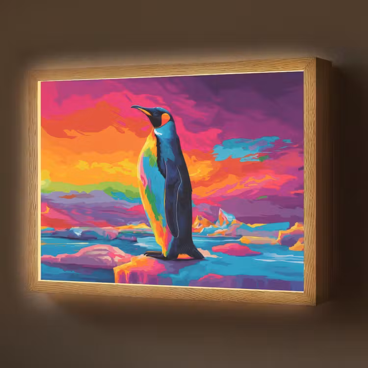 Lightbox - Wandlamp - Ijsschots - Pinguïn - Abstract - Lucht — 1