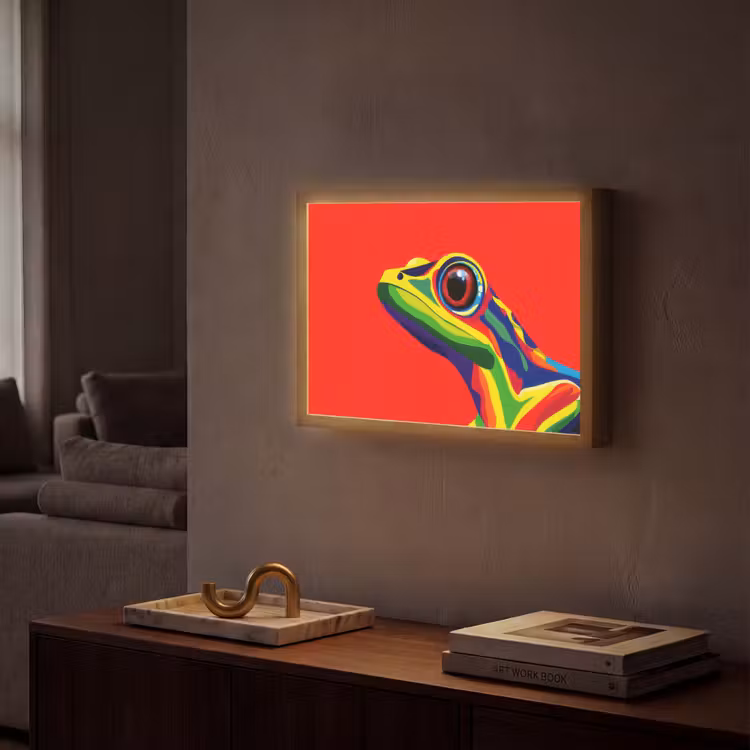Lightbox - Wandlamp - Kikker - Kleurrijk - Strepen - Ogen — 2