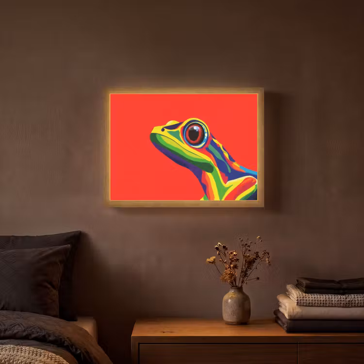 Lightbox - Wandlamp - Kikker - Kleurrijk - Strepen - Ogen — 3