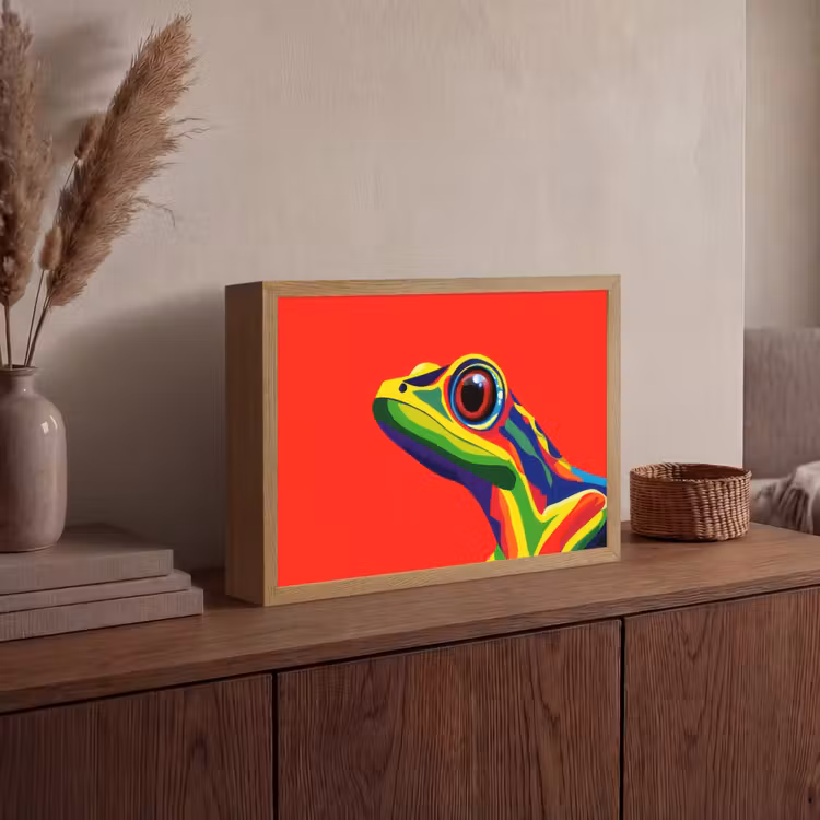 Lightbox - Wandlamp - Kikker - Kleurrijk - Strepen - Ogen — 4