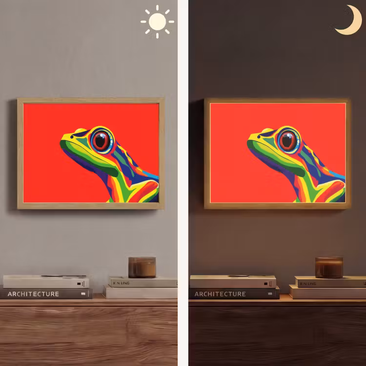 Lightbox - Wandlamp - Kikker - Kleurrijk - Strepen - Ogen — 6