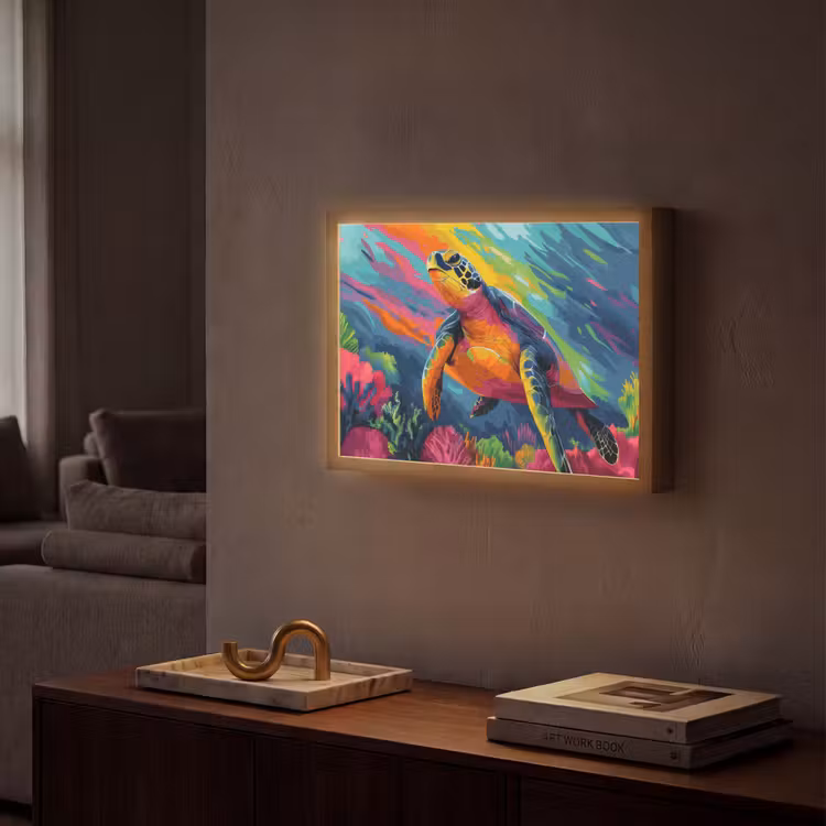 Lightbox - Wandlamp - Koraal - Schildpad - Abstract - Water — 2