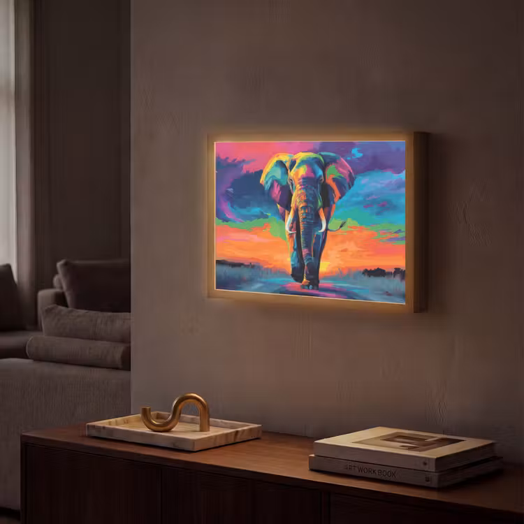 Lightbox - Wandlamp - Olifant - Kleurrijk - Lucht - Abstract — 2