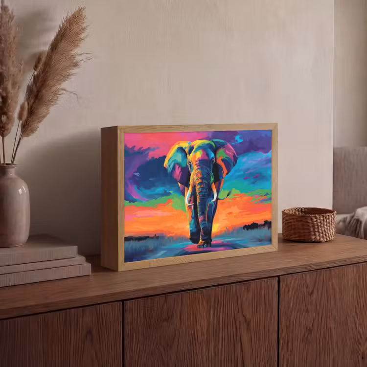Lightbox - Wandlamp - Olifant - Kleurrijk - Lucht - Abstract — 4