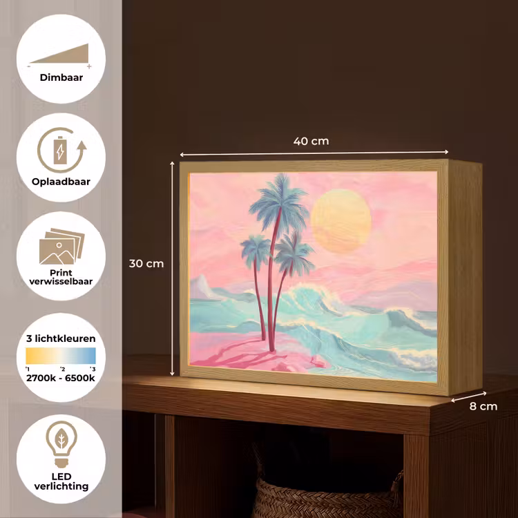 Lightbox - Wandlamp - Palmbomen - Golven - Zee — 10