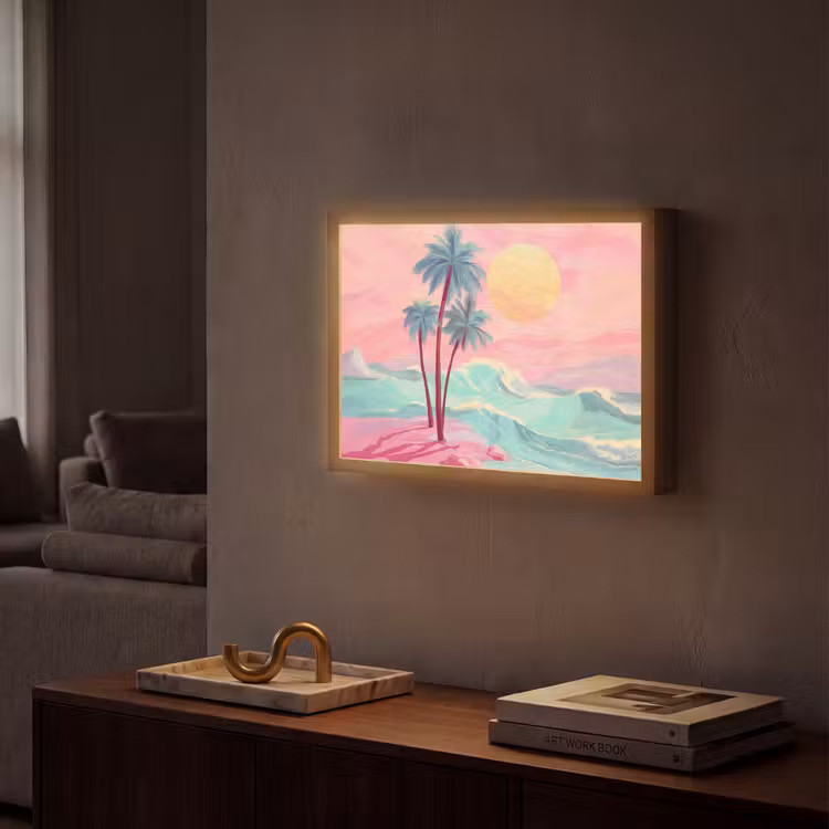 Lightbox - Wandlamp - Palmbomen - Golven - Zee — 2