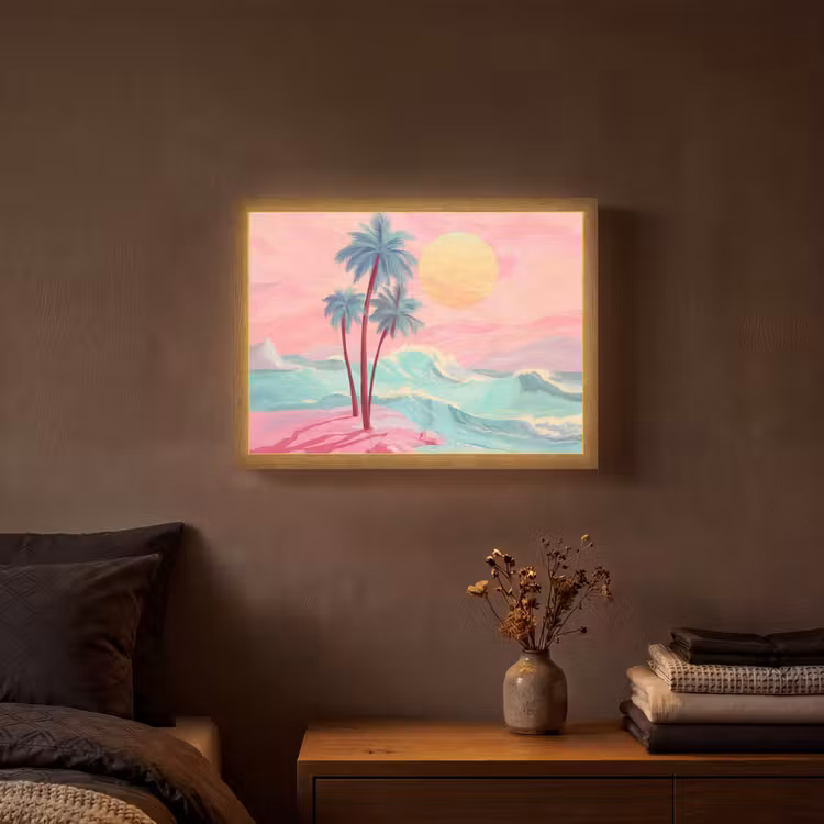 Lightbox - Wandlamp - Palmbomen - Golven - Zee — 3
