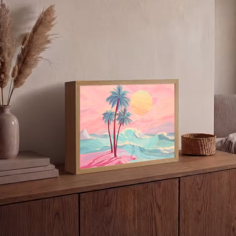 Lightbox - Wandlamp - Palmbomen - Golven - Zee — 4