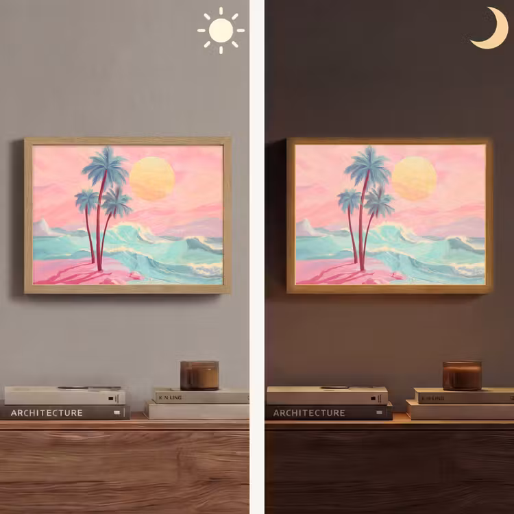 Lightbox - Wandlamp - Palmbomen - Golven - Zee — 6