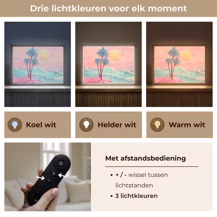 Lightbox - Wandlamp - Palmbomen - Golven - Zee — 8