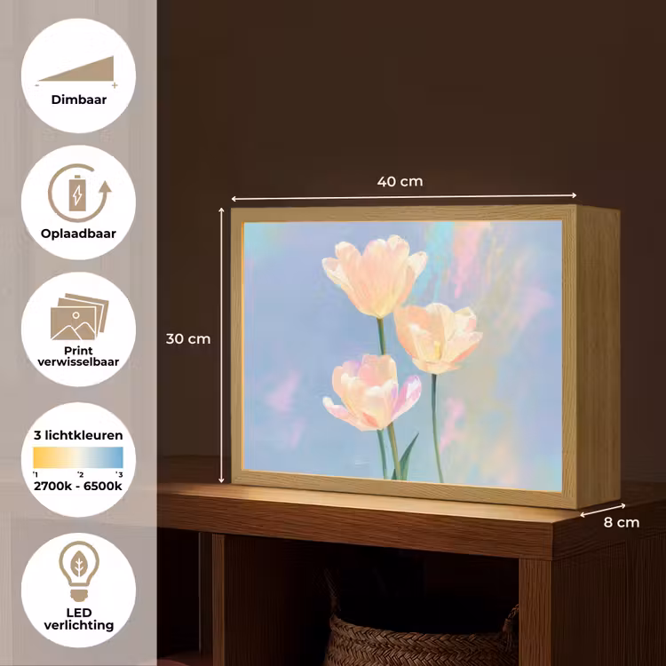 Lightbox - Wandlamp - Tulpen - Roze accenten - Blauw — 10