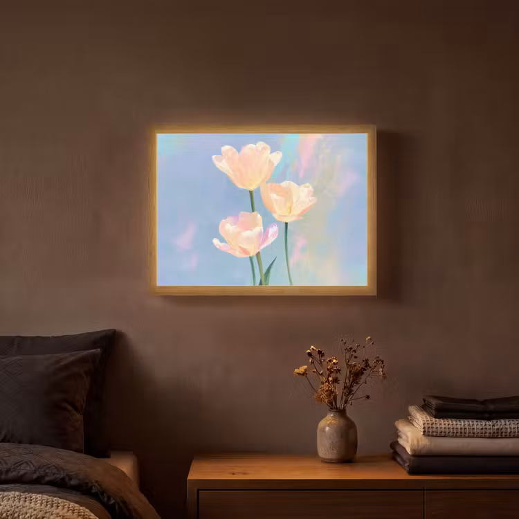 Lightbox - Wandlamp - Tulpen - Roze accenten - Blauw — 3