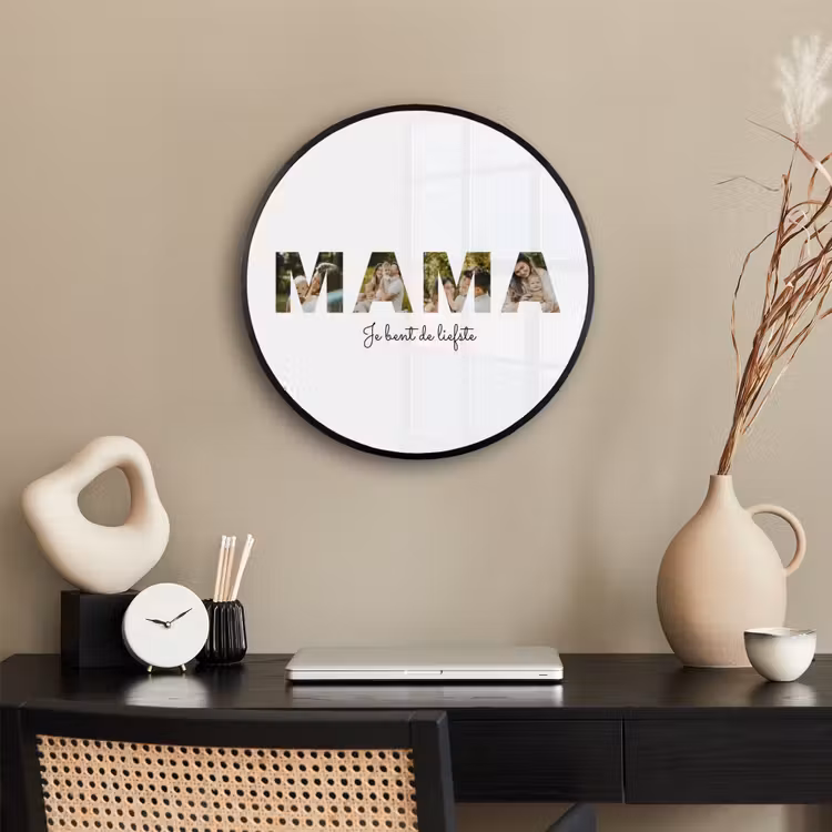 Gepersonaliseerde ronde fotolijst - Mama - Lettercollage — 3