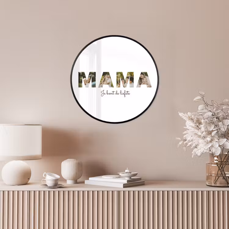 Gepersonaliseerde ronde fotolijst - Mama - Lettercollage — 5