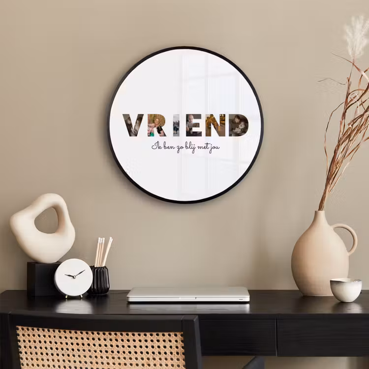 Gepersonaliseerde ronde fotolijst - Vriend - Lettercollage — 3