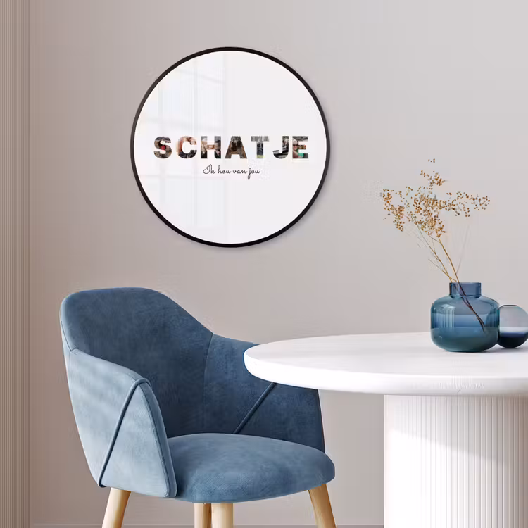 Gepersonaliseerde ronde fotolijst - Schatje - Lettercollage — 4